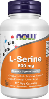 Suplemento L-Serina 500 mg, Salud Nerviosa, 120 Cápsulas Veganas