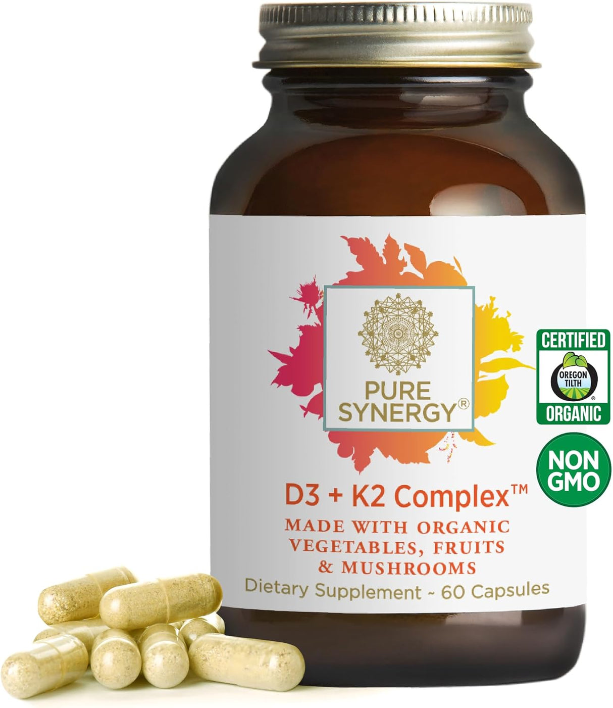 Pure Synergy D3 + K2 Complejo Vegano | Orgánico 60 cápsulas