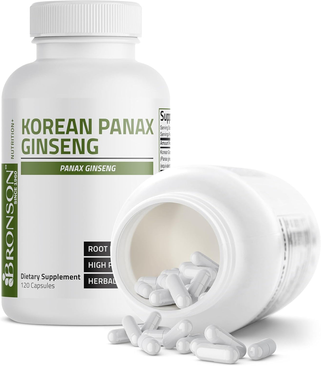 Bronson Ginseng Coreano Apoyo Energía, Memoria 120 Cápsulas