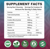 Creatina Monohidrato Gummies con BCAA, L-Carnitina y B12, 90u