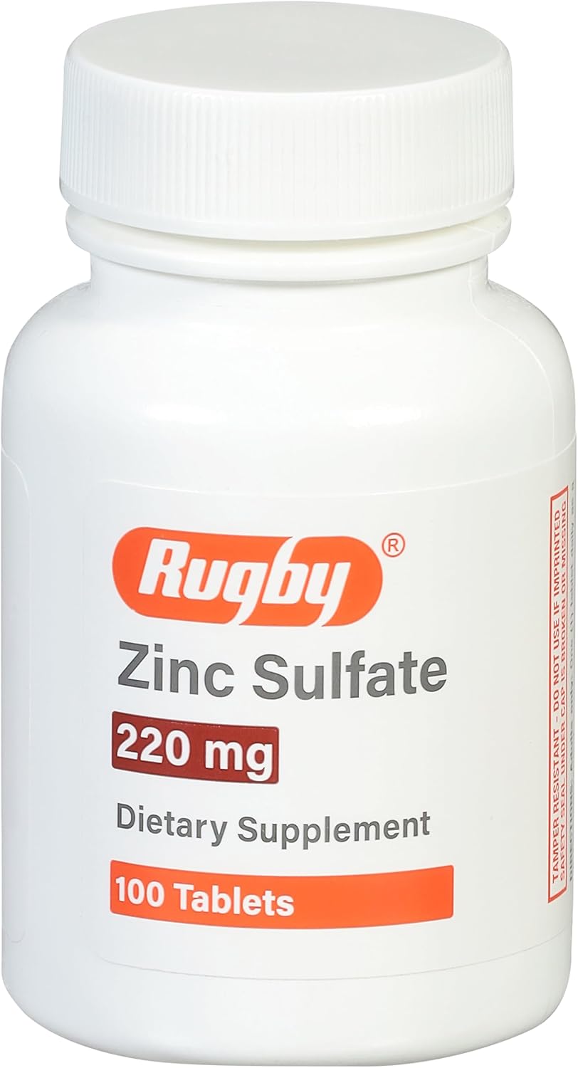 Rugby Zinc Sulfato 220 mg Comprimidos Suplemento 100u