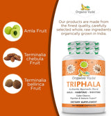 Polvo de Triphala Orgánico 300 Cápsulas - Organic Veda 1000mg