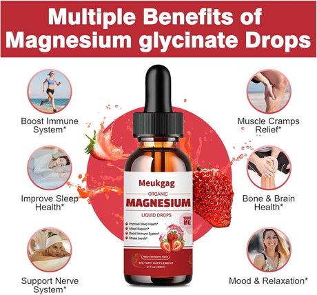 Suplemento Líquido de Magnesio Glycinato 1000mg con Bromelina, D3, B6 y K2