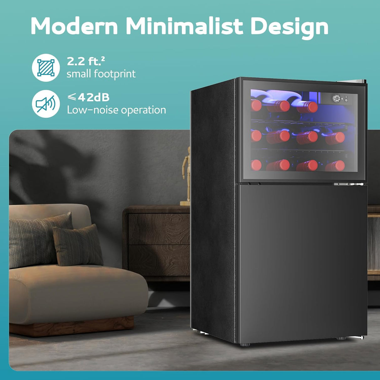 Mini refrigerador de doble puerta con congelador EUHOMY