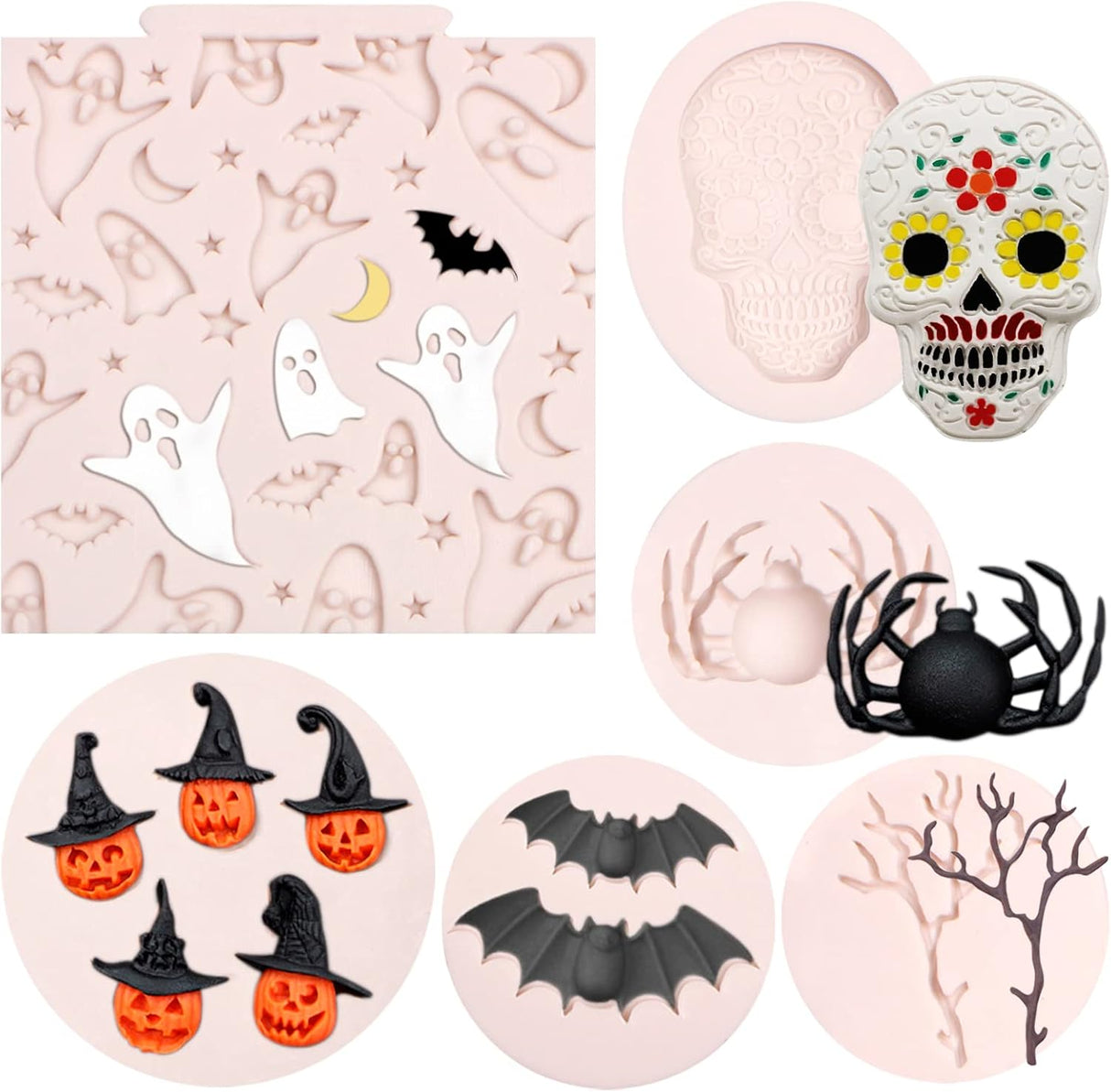 Moldes de Silicona Halloween 6 Pcs - Decoración para Repostería