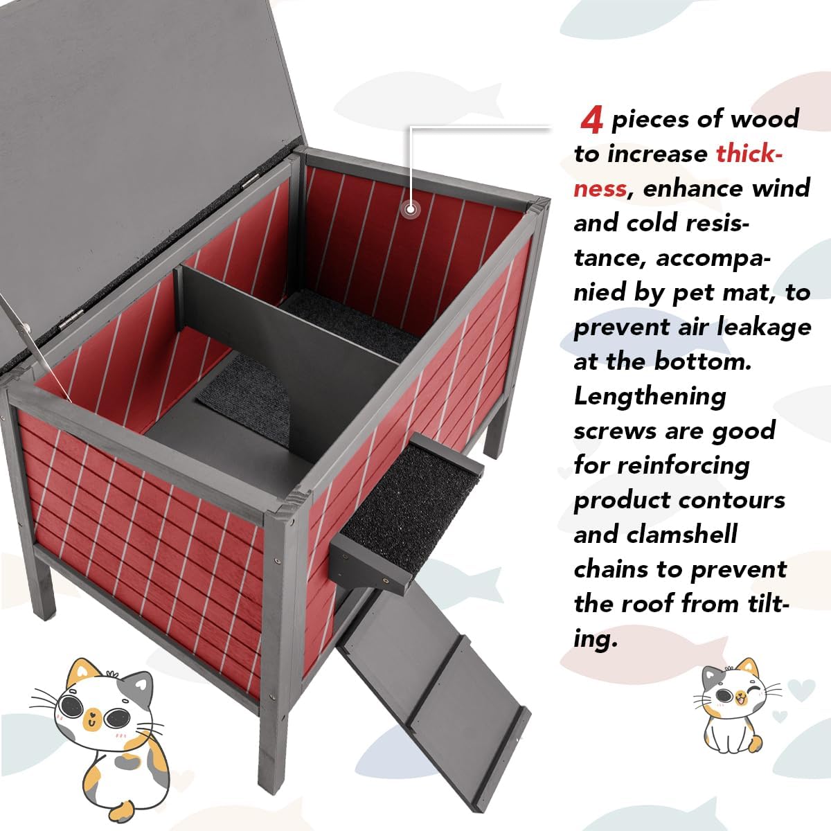 Casa para Gatos Exterior WAYTRIM, Aislada y Resistente, 34.5 L