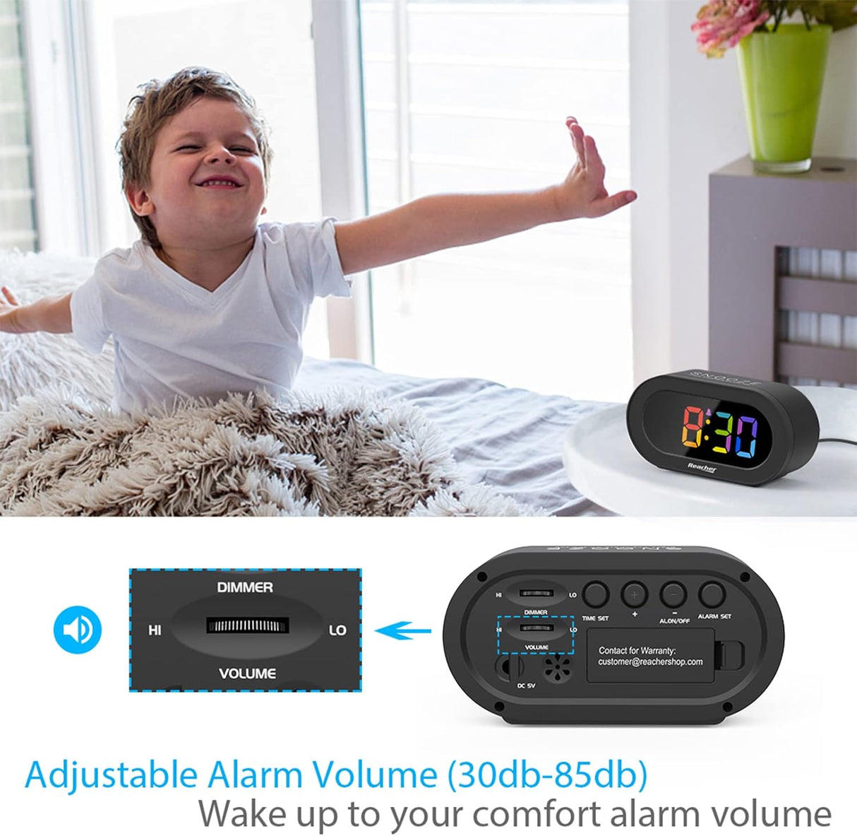 Reloj Despertador Digital LED Arcoíris con Función Snooze