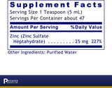 Suplementos Zinc líquido de 8 oz altamente absorbible vegano
