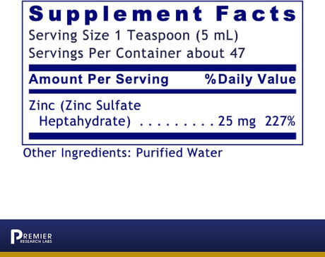 Suplementos Zinc líquido de 8 oz altamente absorbible vegano