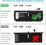 Batería 52Wh 722KK FP86V para Laptop XPS 13 9300/9310/9380