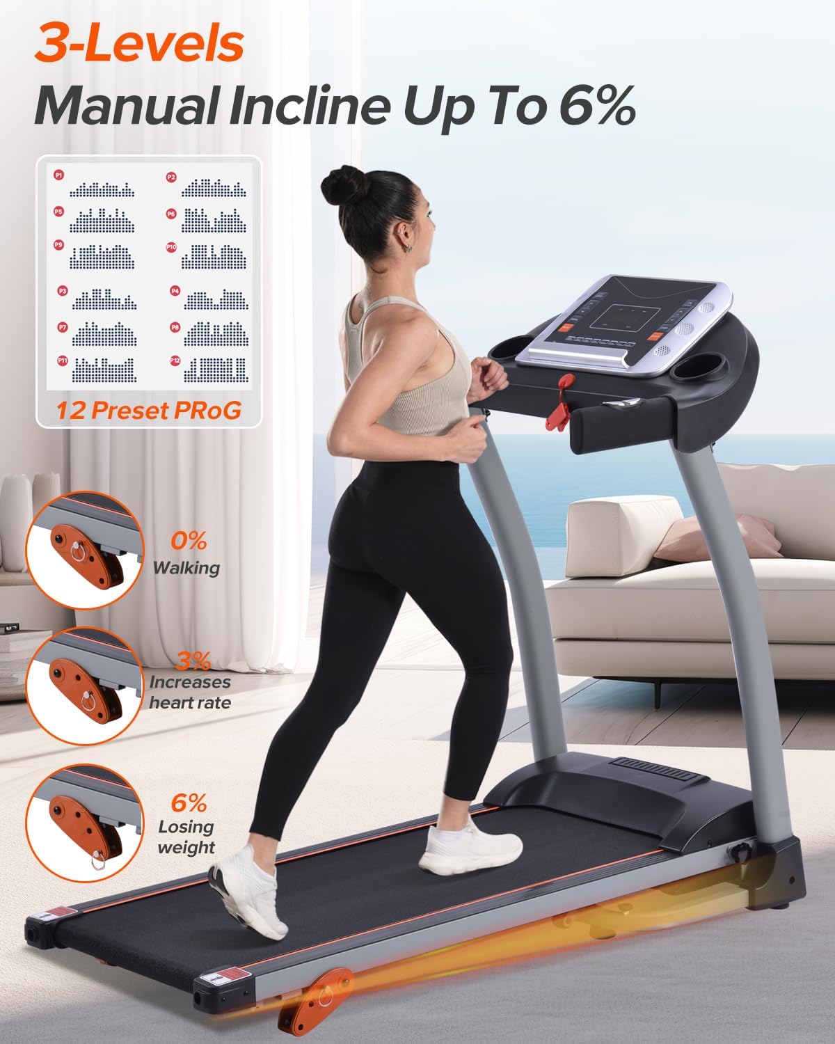 Caminadora Plegable Merax 2.5HP, 12 Programas, 300 lbs