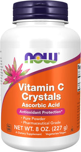 Suplementos NOW Foods, Cristales de Vitamina C en Polvo, Antioxidante, 8 oz