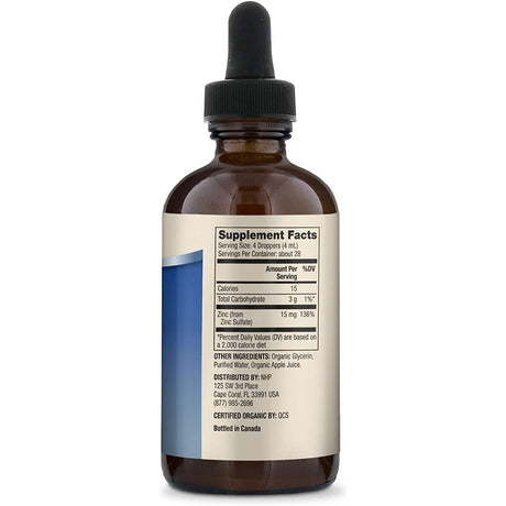 Suplemento dietético líquido de zinc 5 mg   3.88 onzas