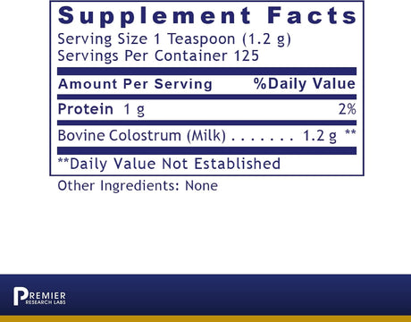 Suplemento de Colostro IgG Premier Research Labs - 5 oz
