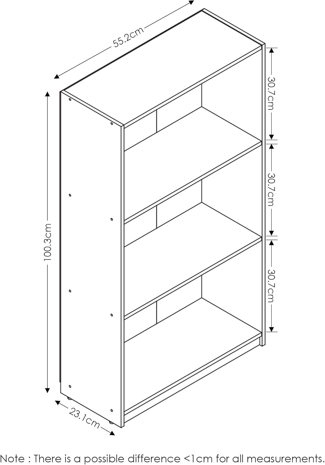 Estantería básica de 3 niveles, modelo 99736DBR