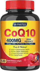 CoQ10 400mg SoftGels, Coenzyme Q10, PQQ, Omega 3, Vit E, 120 serv