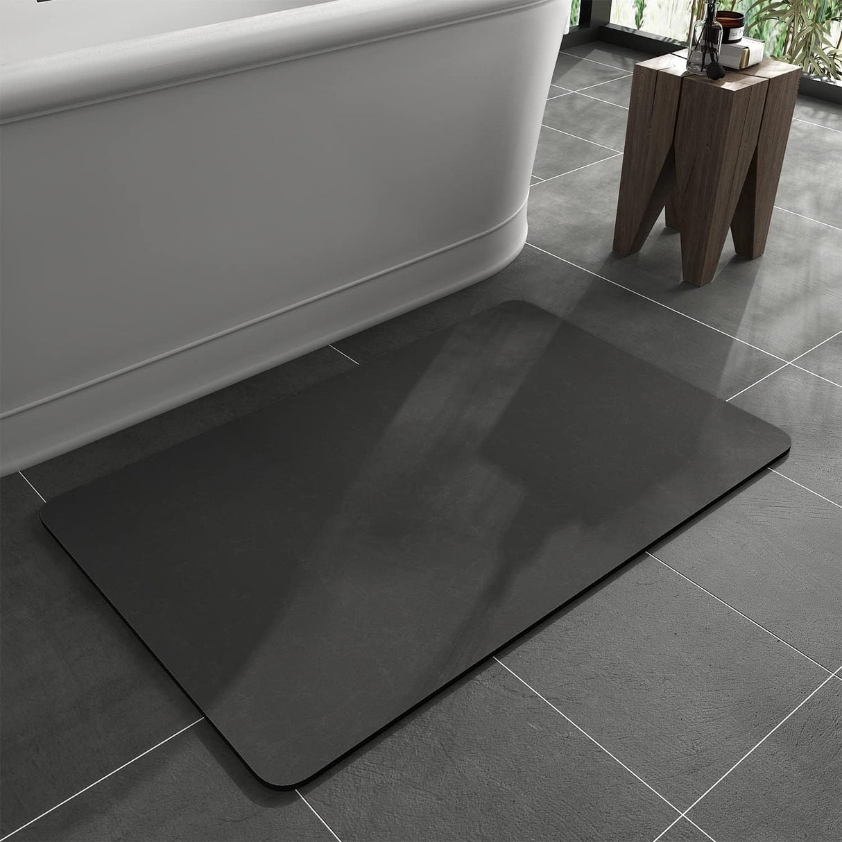 Tapete de baño, antideslizante, súper absorbente, Gris