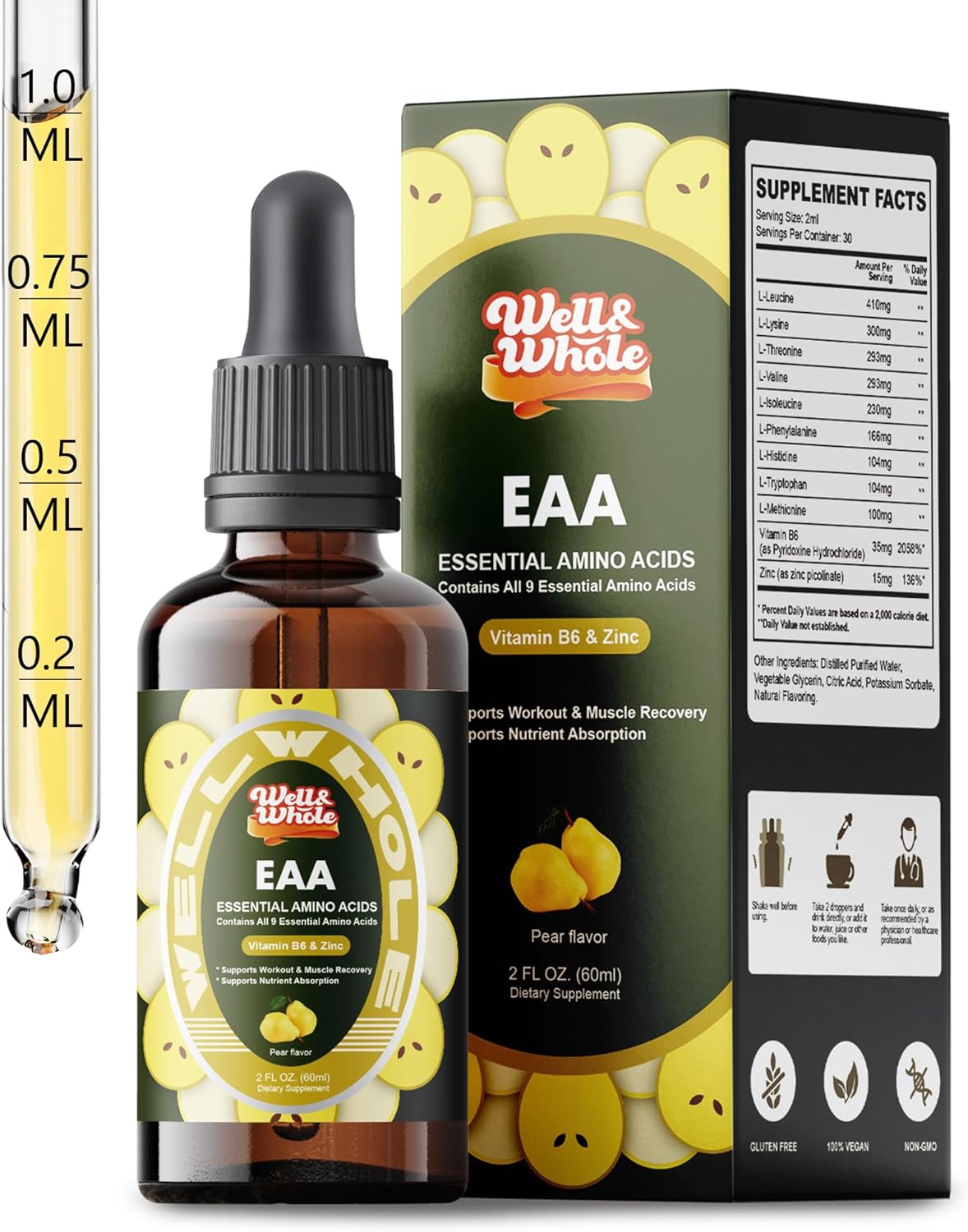 Aminoácidos Líquidos + Apoyo Hepático, Vegano, 2oz