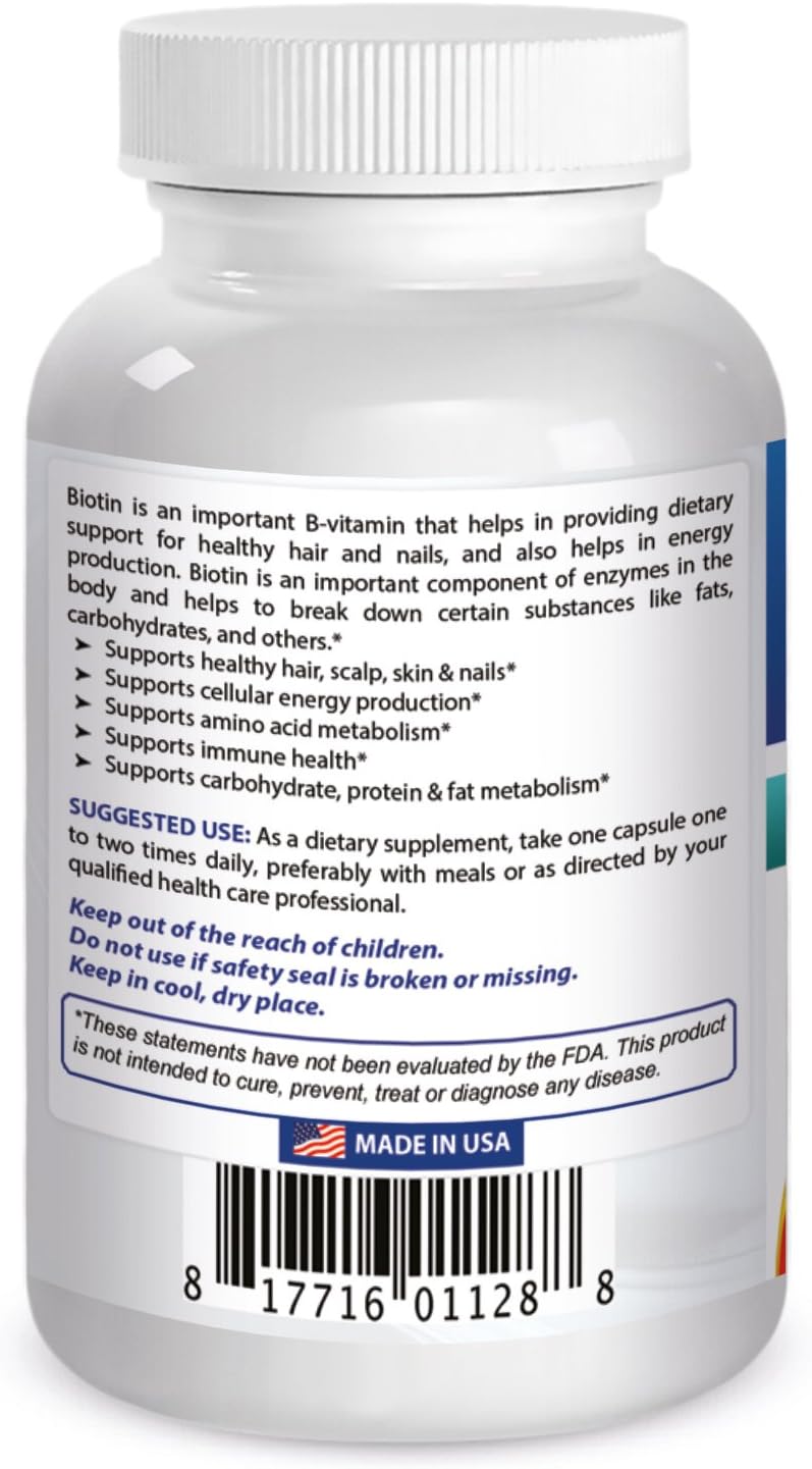 Biotina 10,000 Mcg - Best Naturals - Apoyo al crecimiento - 200 Uds
