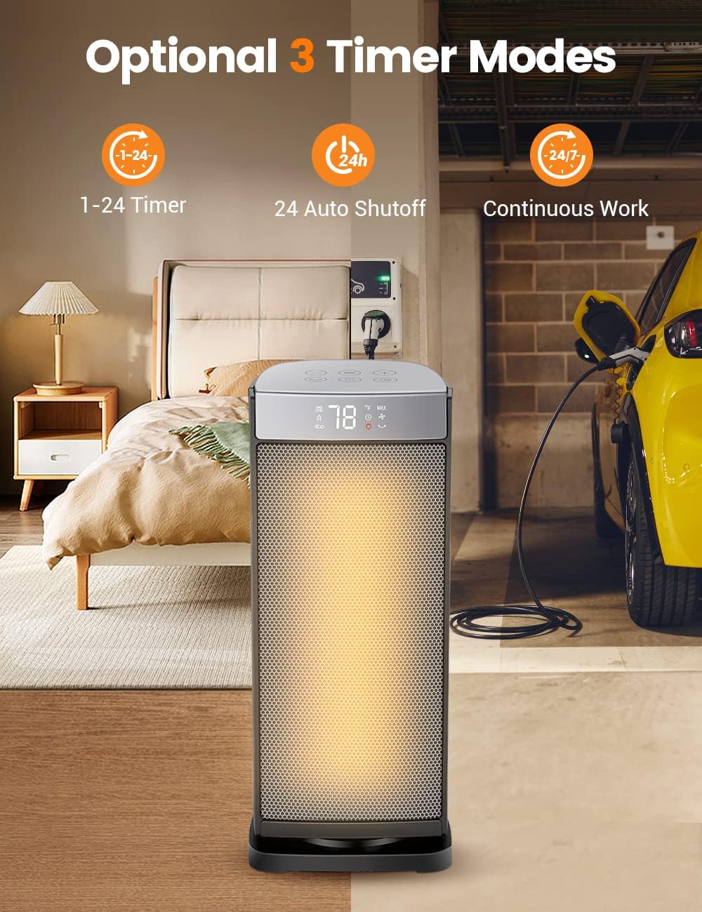 Calentador con calentamiento rápido de 1500 W, Negro