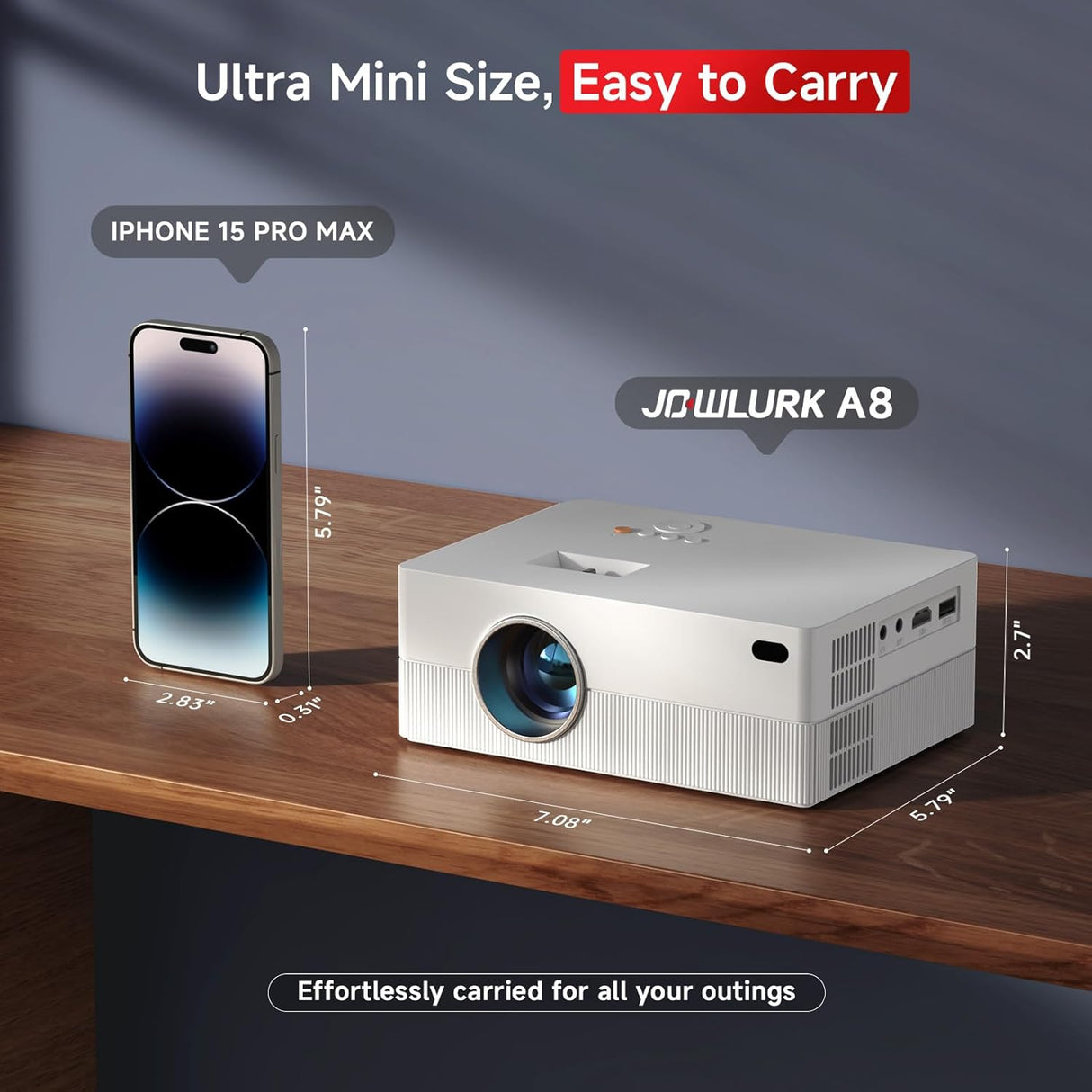 Proyector 4K Mini JOWLURK, WiFi, Bluetooth, 15000L, portátil