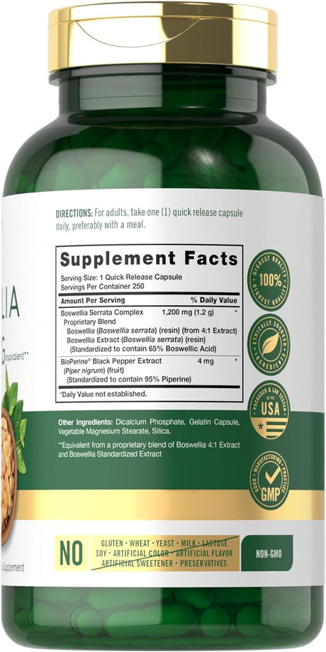 Cápsulas Extracto de Boswellia Serrata con Pimienta Negra 1200mg