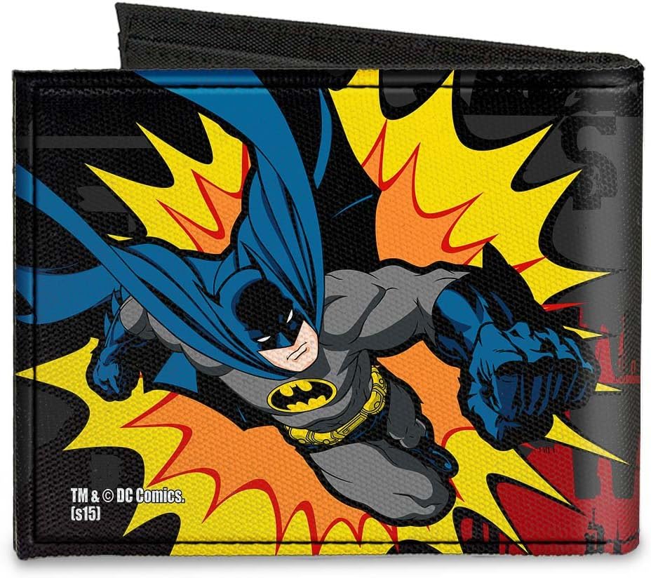 Cartera Bifold Lona Batman Poses Acción Whoom