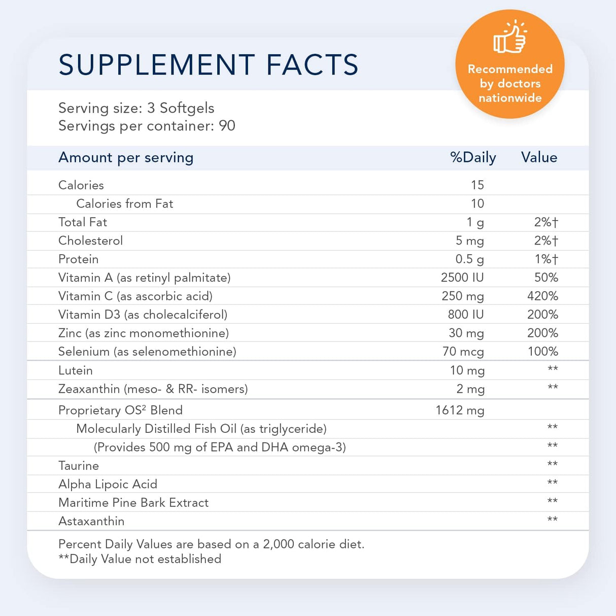 Suplemento OS2 vitaminas oculares con AREDS2 90 unidades