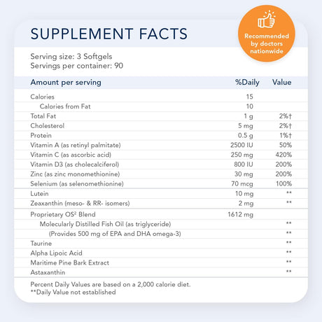 Suplemento OS2 vitaminas oculares con AREDS2 90 unidades