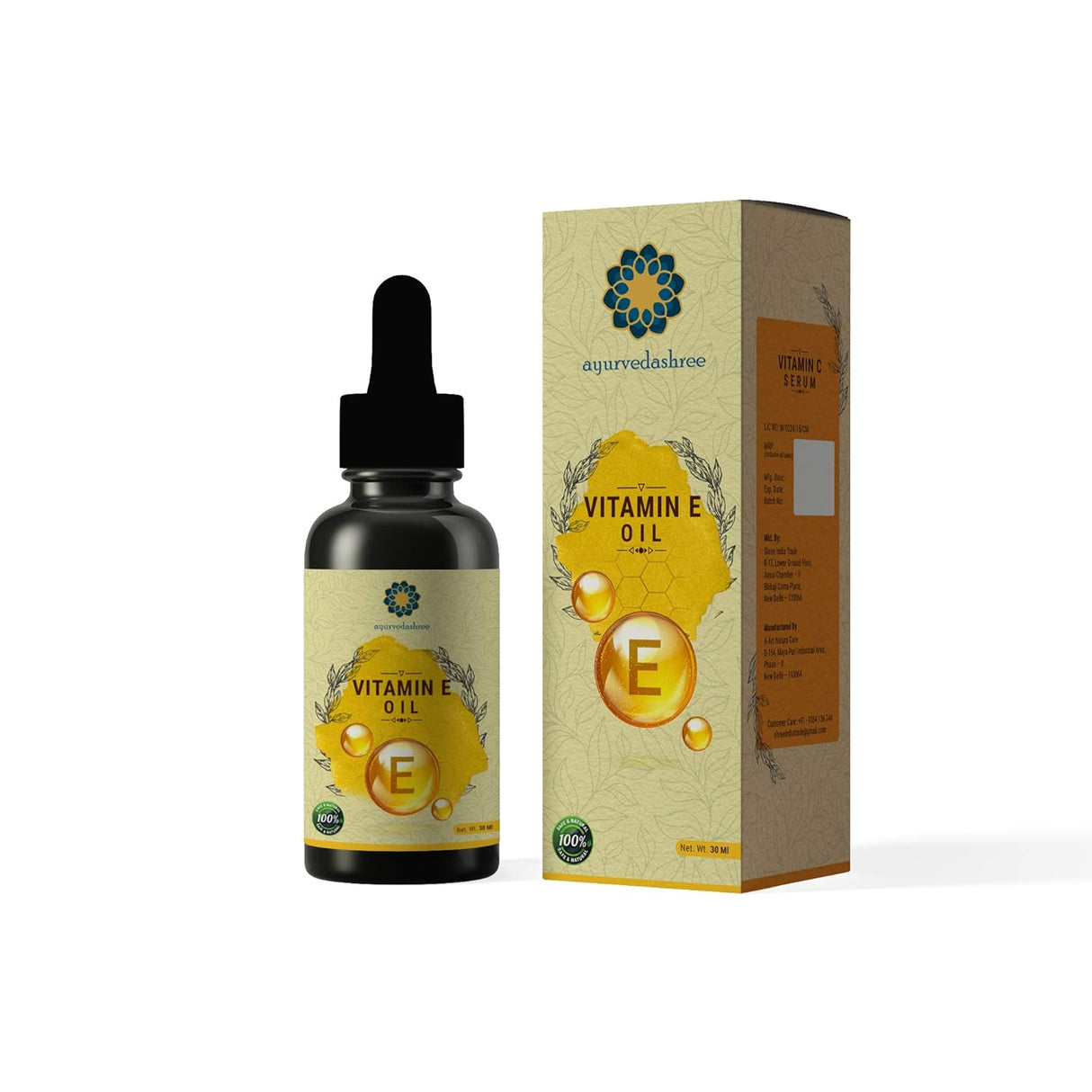 Aceite de Vitamina E para piel y cuerpo con aceites naturales