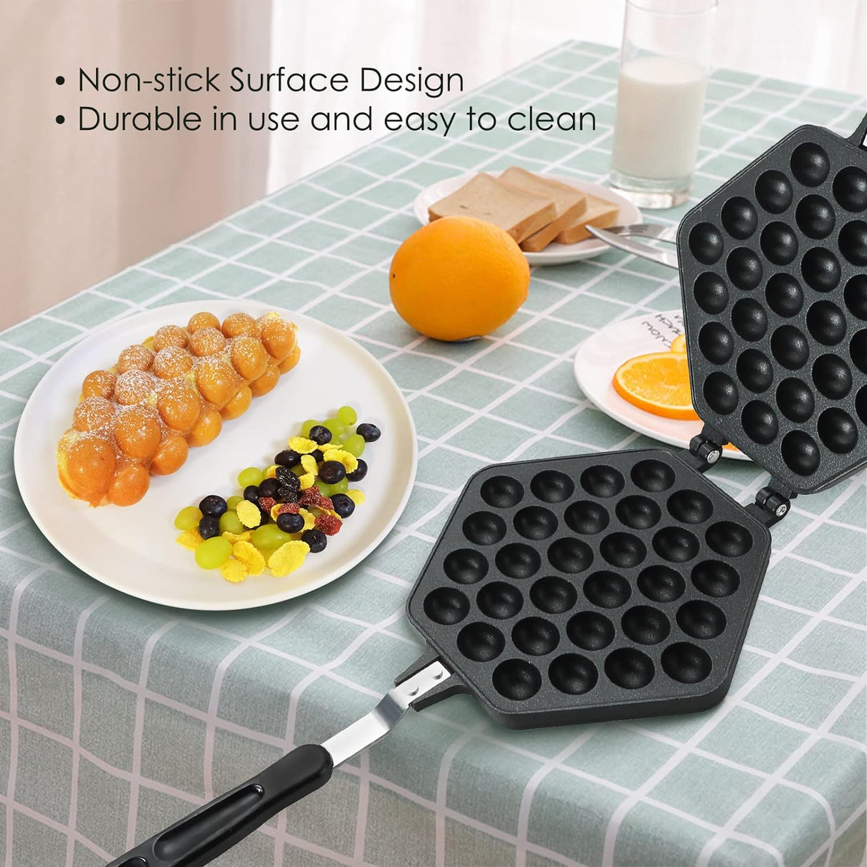 Máquina de Waffles MAOPINER, molde antiadherente, doble cara
