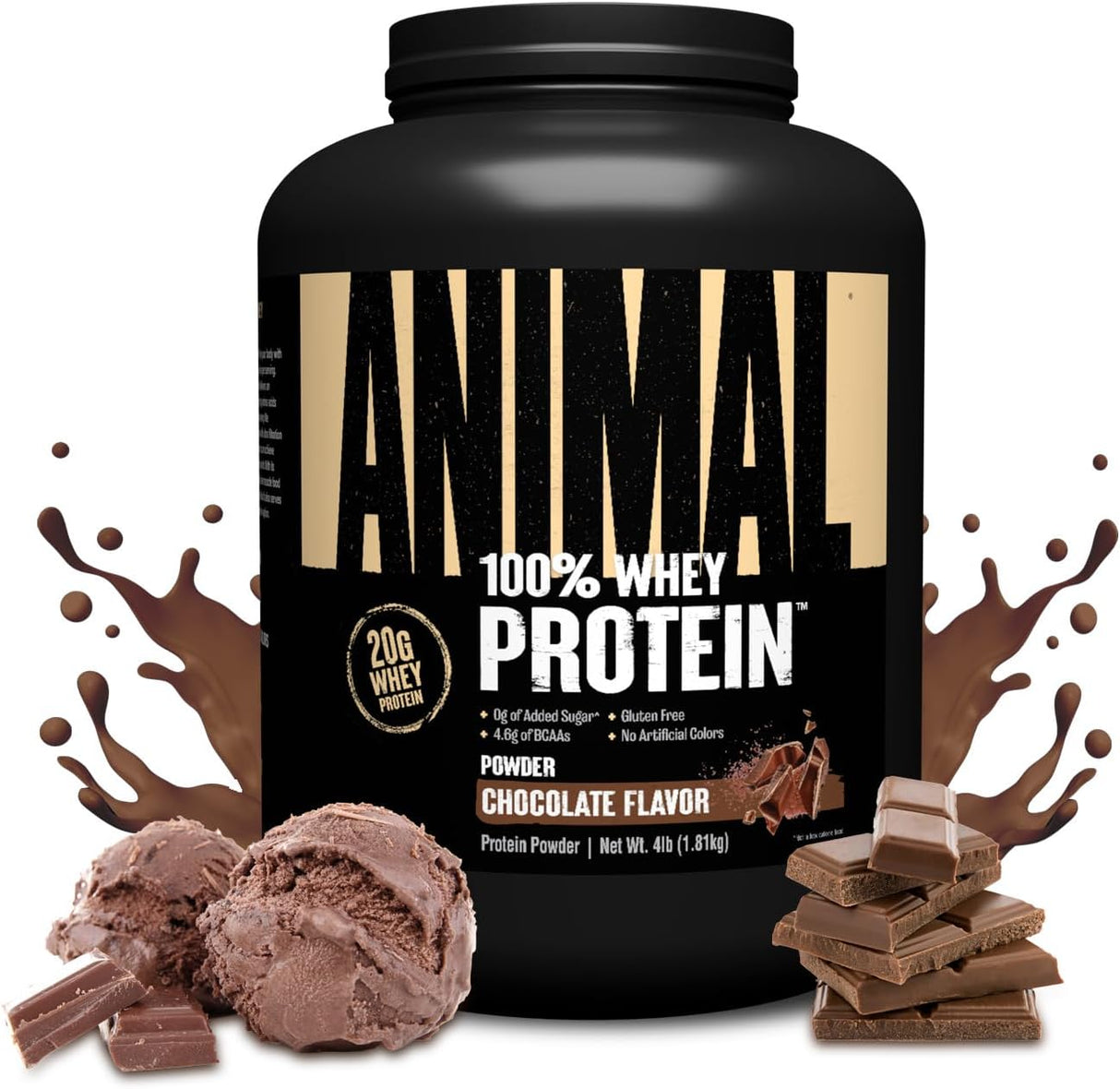 Proteína en Polvo 100% Whey Animal, BCAA, 4 lb