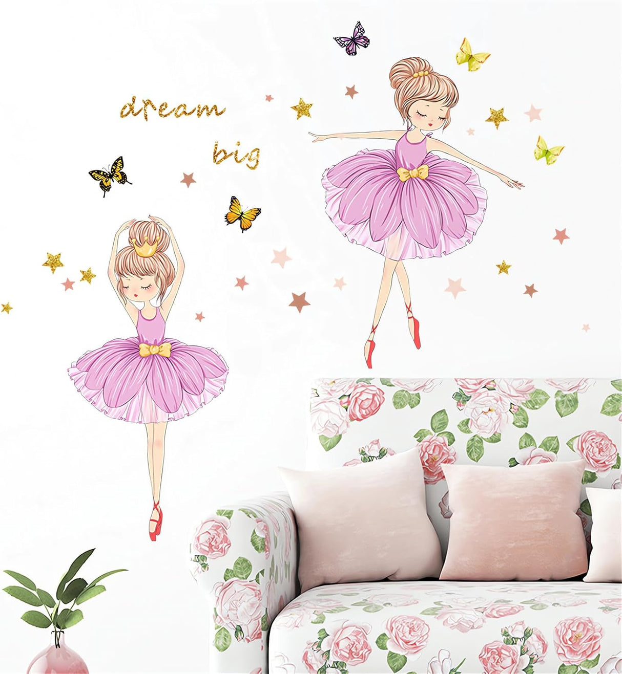 Pegatinas de Pared Bailarina Rosa, Sacinora, Vinilo Removible