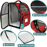 Mochila de lujo para gatos  diseño ventilado rojo