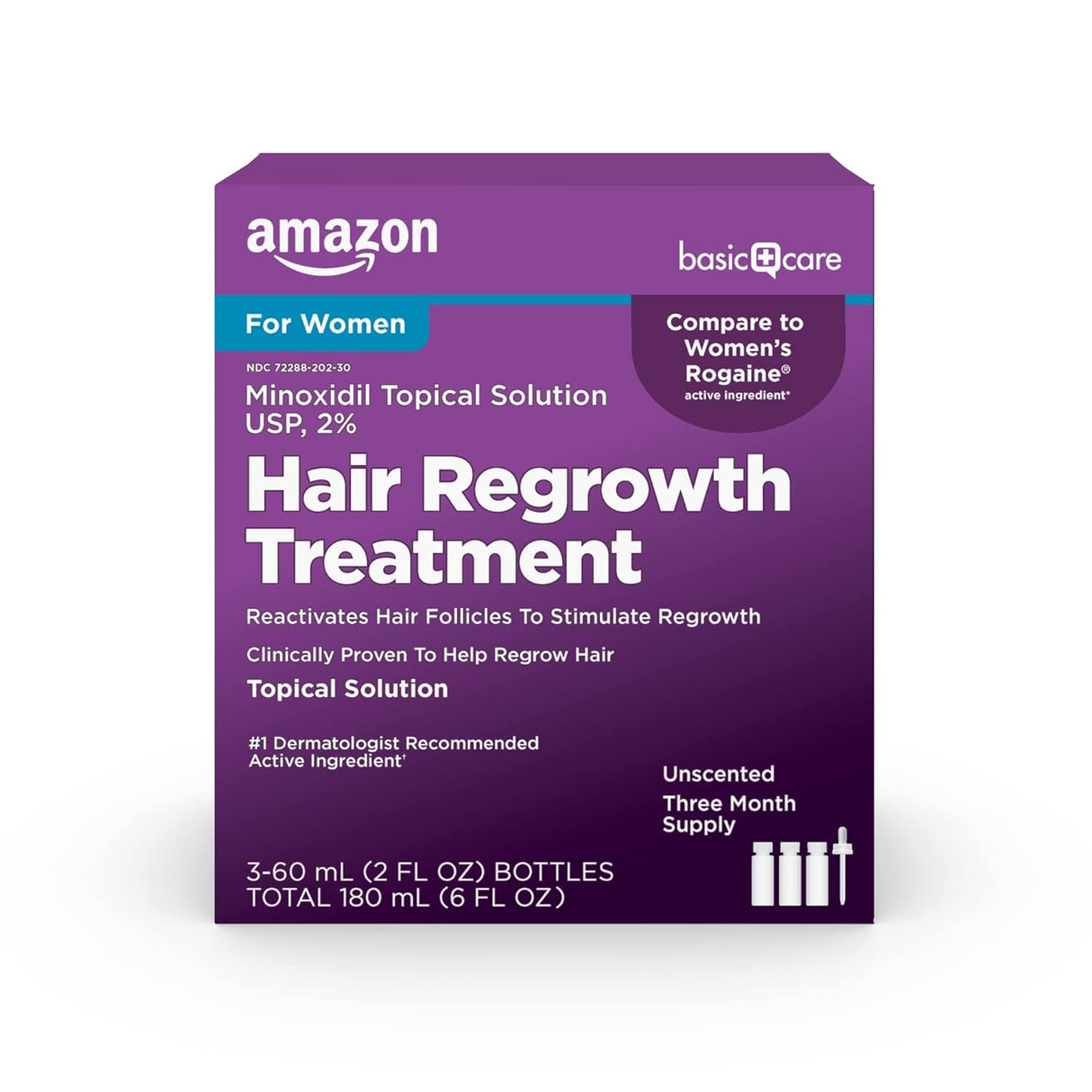 Solución Tópica de Minoxidil 2% para Mujeres, Amazon Basic Care