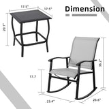 Vongrasig Juego de 3 piezas de muebles de patio pequeños de tela textileno, juego de muebles de patio pequeños, juego de conversación con mesa de vidrio para césped, jardín, balcón, piscina (gris claro)