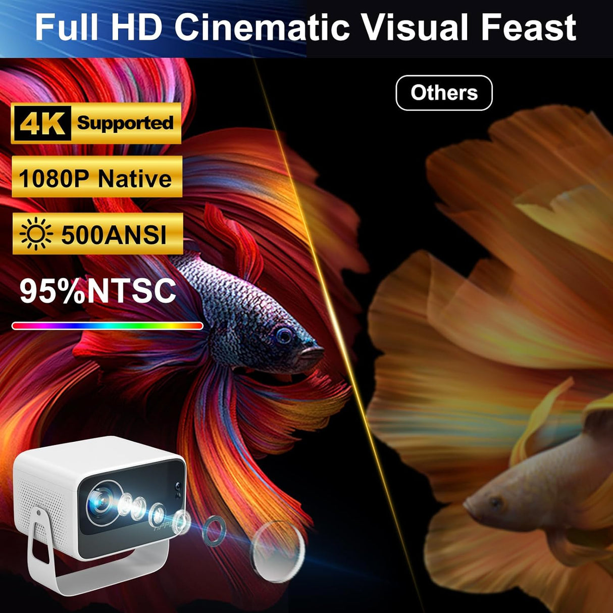 Proyector inteligente 4K con Android 9.0 ‎K10-5 HIPPUS