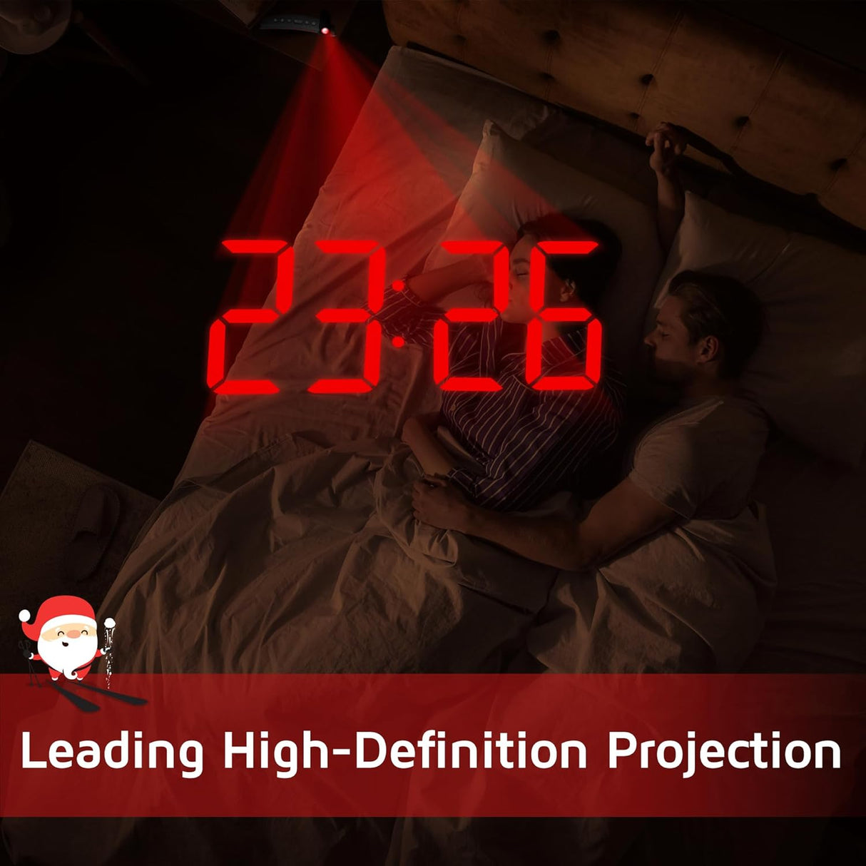 Reloj Despertador Proyector Digital con Diseño Curvo 180°