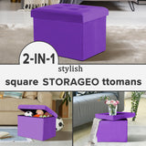 Otómano de almacenamiento plegable con reposapiés y cojín
