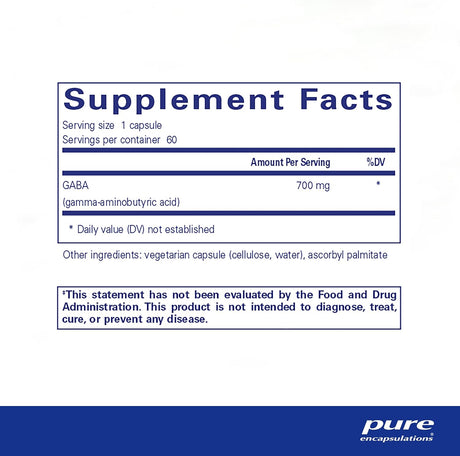 Suplementos  Pure Encapsulations GABA estrés ocasional