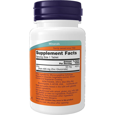 Suplemento Gluconato de zinc  de 50 mg 100 tabletas.
