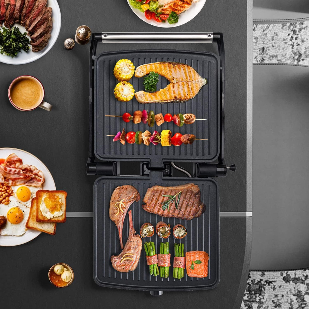 Prensa Panini Aigostar, 4 rebanadas, 1200W, control de temperatura