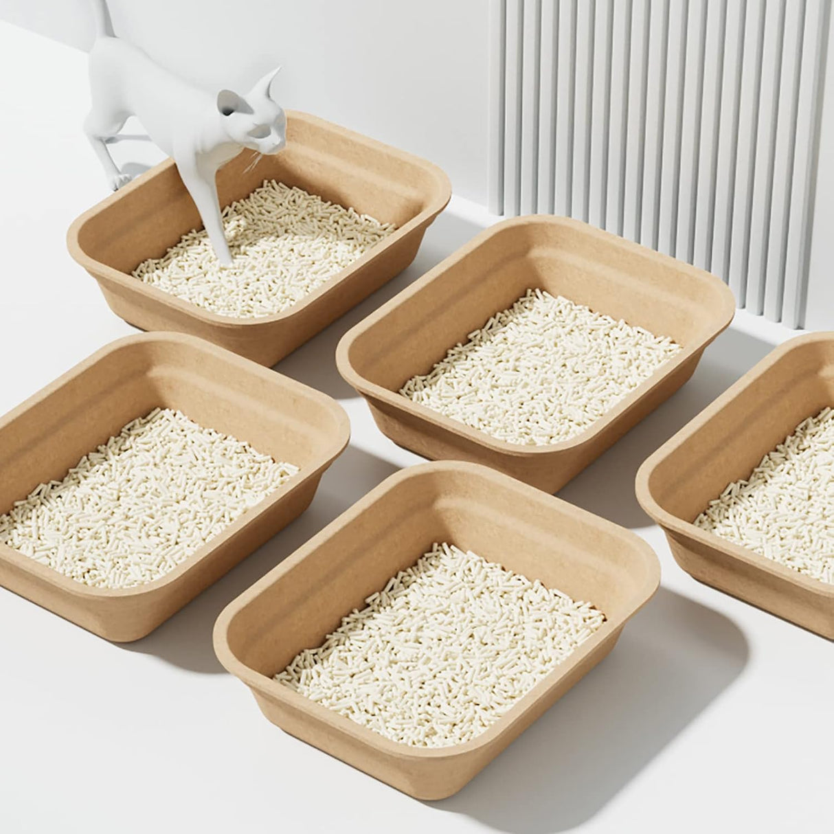 Paquete de 8 cajas de arena desechables para gatos WUWEOT