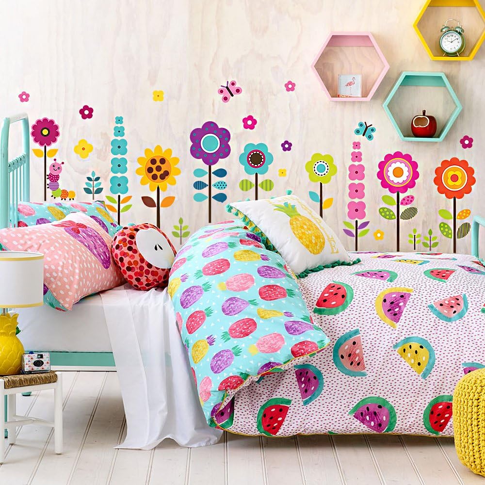 Stickers de Pared Florales para Niños - 27 Clings con Regalo