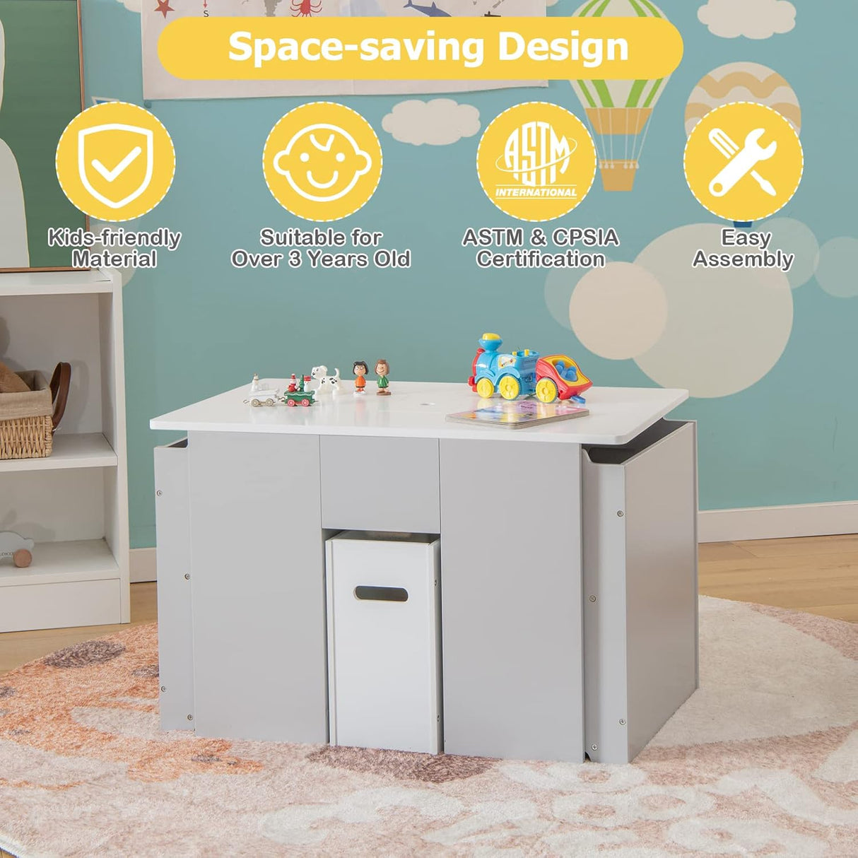 Juego de mesa y silla para niños mesa de actividades 4 en 1