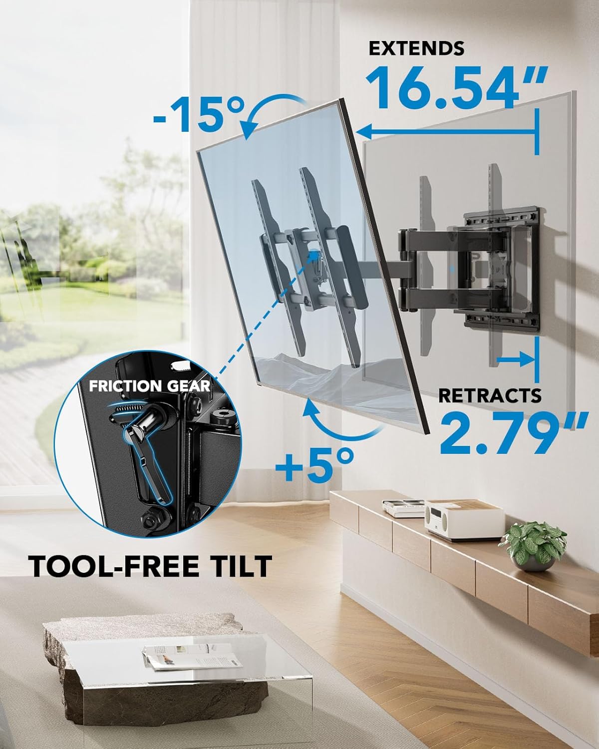 Soporte de pared Pipishell para TV de 42-85, brazos articulados