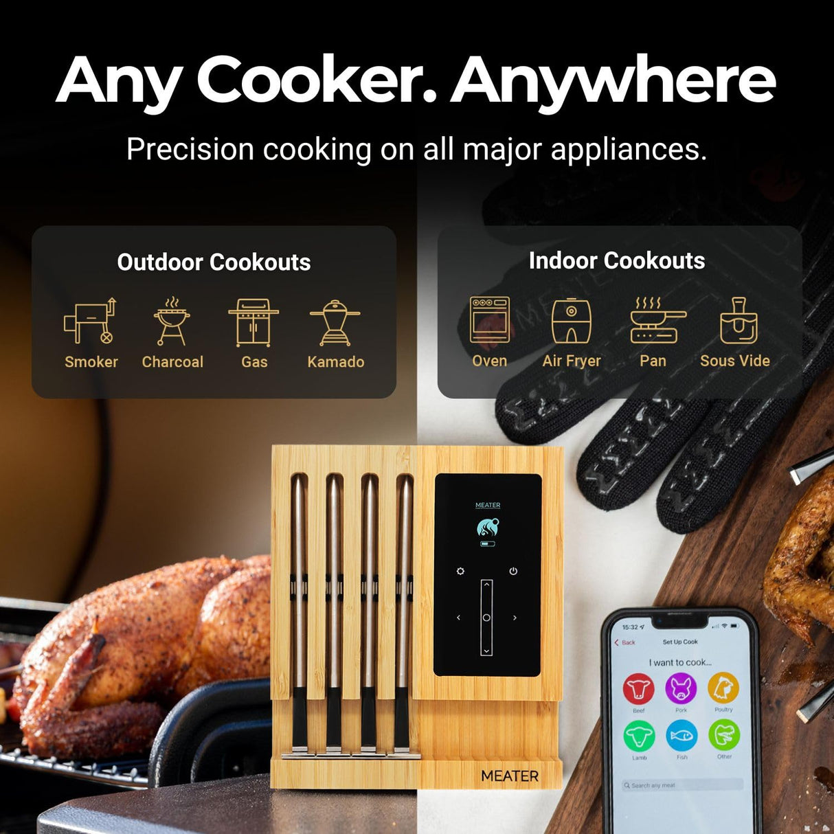 Termómetro de carne inteligente MEATER Block - 4 probes, app
