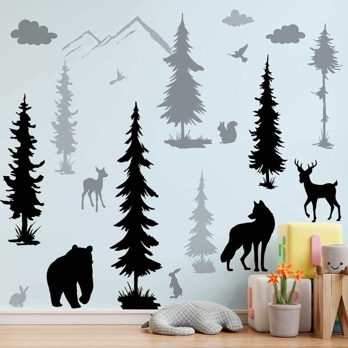 Decoración Pared Siluetas Animales Bosque - Stickers DIY
