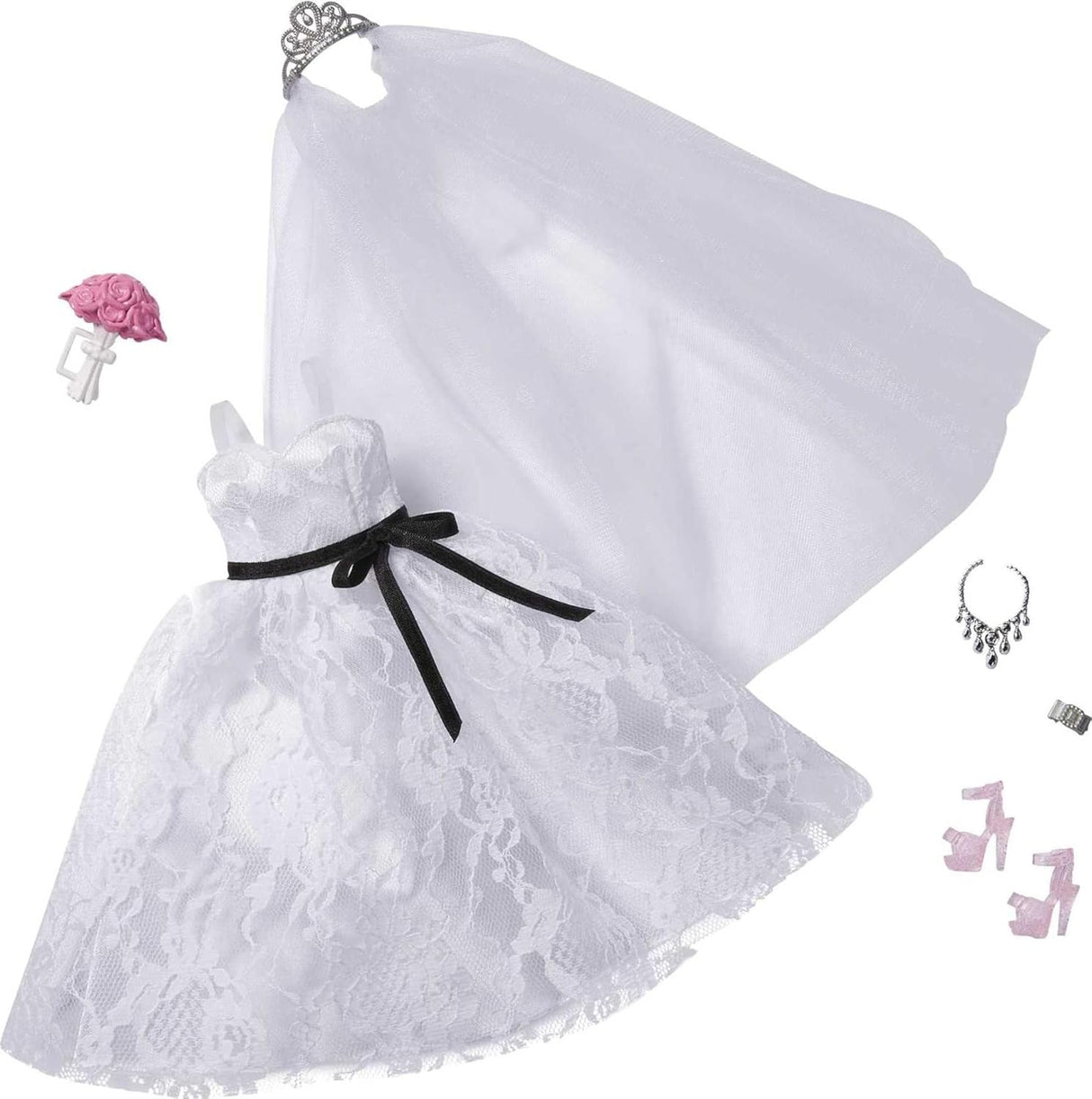 Barbie Paquete de Moda y Accesorios, Vestido Nupcial y Complementos
