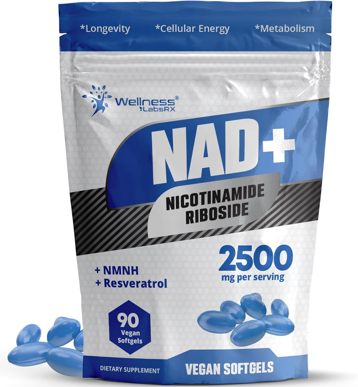 Suplemento Liposomal NAD+ - 2500mg, Salud Celular, Hecho en EE. UU.